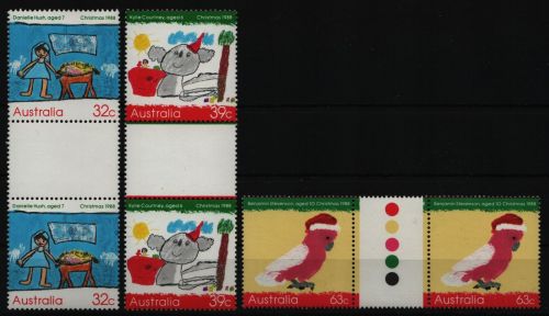 Australien 1988 - Mi-Nr. 1135-1137 ** - MNH - Stegpaare - Weihnachten / X-mas
