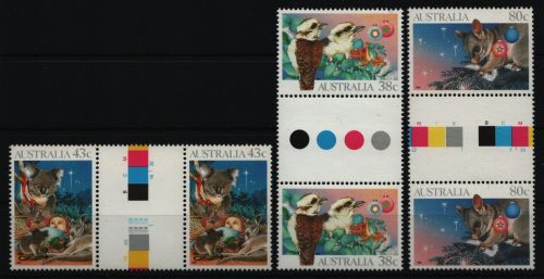 Australien 1990 - Mi-Nr. 1230-1232 ** - MNH - Stegpaare - Weihnachten / X-mas