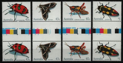 Australien 1991 - Mi-Nr. 1244-1247 ** - MNH - Stegpaare - Insekten / Insects