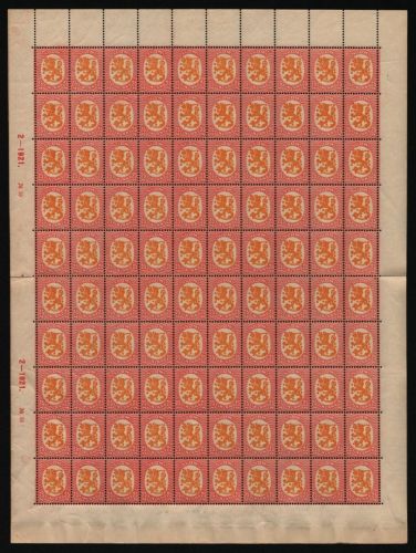 Finnland 1917 - Mi-Nr. 94 A ** - MNH - Bogen gefaltet