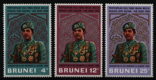 Brunei 1968 - Mi-Nr. 133-135 ** - MNH - Krönung von Sultan Hassanal Bolkiah