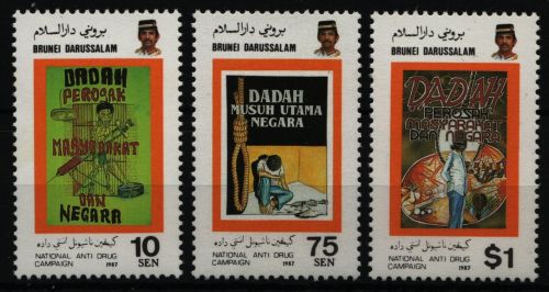 Brunei 1987 - Mi-Nr. 352-354 ** - MNH - Anti-Drogen