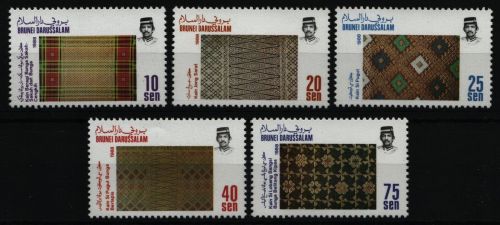 Brunei 1988 - Mi-Nr. 379-383 ** - MNH - Handgewebte Stoffe
