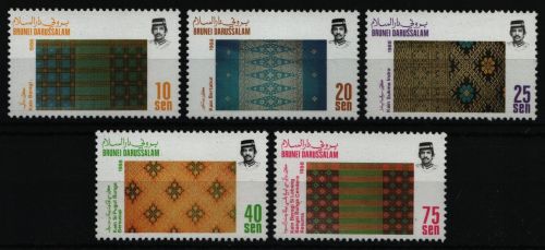 Brunei 1988 - Mi-Nr. 391-395 ** - MNH - Handgewebte Stoffe