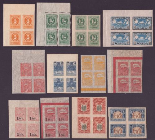 Estland 1919-1920 - ** / * - Lot verschiedene Viererblöcke - Mängel / Faults
