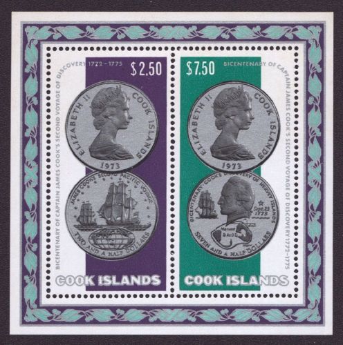 Cook-Inseln 1974 - Mi-Nr. Block 37 ** - MNH - Münzen / Coins