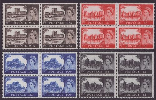 Großbritannien 1967 - Mi-Nr. 477-480 ** - MNH - ohne WZ - Castles - Viererblock