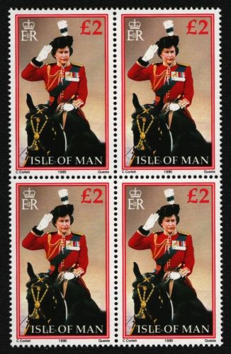 Isle of Man 1990 - Mi-Nr. 421 ** - MNH - Viererblock - Queen Elizabeth II