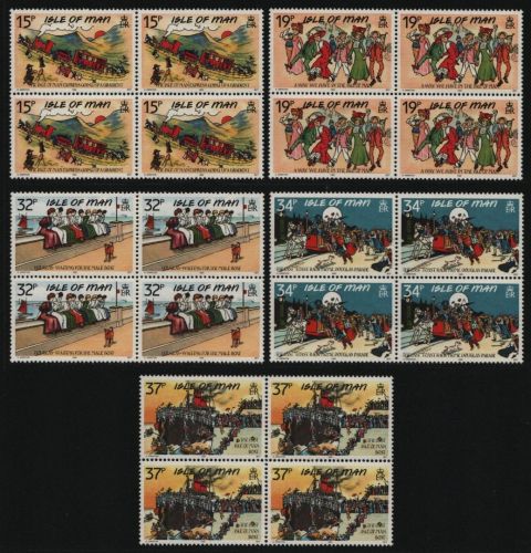 Isle of Man 1990 - Mi-Nr. 422-426 ** - MNH - Viererblock - Ansichtskarten