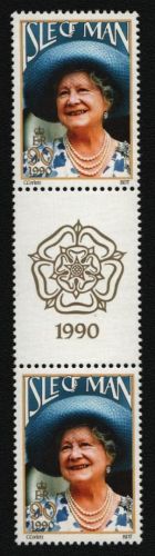Isle of Man 1990 - Mi-Nr. 437 ** - MNH - Stegpaar - Queen Mum (I)