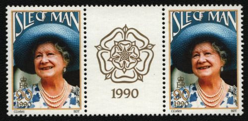 Isle of Man 1990 - Mi-Nr. 437 ** - MNH - Stegpaar - Queen Mum (II)