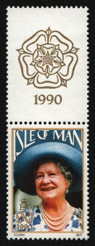 Isle of Man 1990 - Mi-Nr. 437 ** - MNH - Zierfeld - Queen Mum (III)