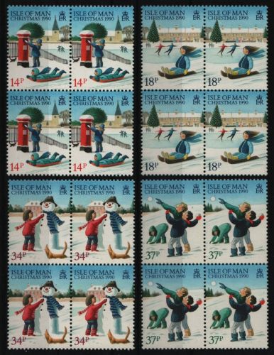Isle of Man 1990 - Mi-Nr. 448-451 a ** - MNH - Viererblock - Weihnachten / X-mas