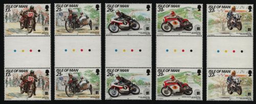 Isle of Man 1991 - Mi-Nr. 468-472 ** - MNH - Stegpaare - Motorräder / Motorbikes