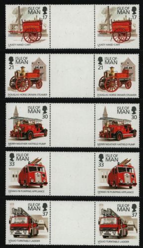 Isle of Man 1991 - Mi-Nr. 473-477 ** - MNH - Stegpaare - Feuerwehr