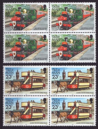 Isle of Man 1992 - Mi-Nr. 490-491 ** - MNH - Viererblock - Transportmittel