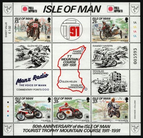 Isle of Man 1991 - Mi-Nr. Block 15 I ** - MNH - Motorrad - Phila Nippon