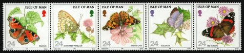 Isle of Man 1993 - Mi-Nr. 555-559 ** - MNH - Streifen - Schmetterlinge (II)