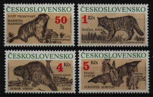 Tschechoslowakei 1990 - Mi-Nr. 3063-3066 ** - MNH - Wildtiere / Wild animals