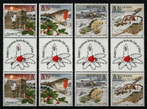 Isle of Man 1995 - Mi-Nr. 656-659 ** - MNH - Stegpaare - Weihnachten / X-mas