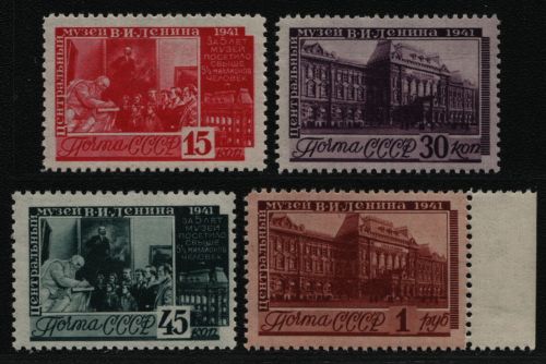 Russia / Sowjetunion 1941 - Mi-Nr. 821-824 ** - MNH - Leninmuseum (I)