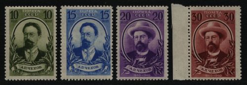Russia / Sowjetunion 1940 - Mi-Nr. 732-735 ** - MNH - Tschechow / Chekhov (II)