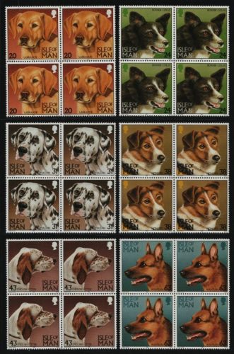 Isle of Man 1996 - Mi-Nr. 688-693 ** - MNH - Viererblock - Hunde / Dogs