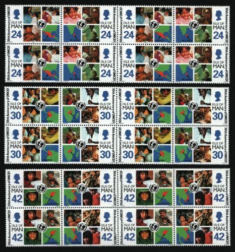 Isle of Man 1996 - Mi-Nr. 695-700 ** - MNH - Viererblock - 50 Jahre UNICEF