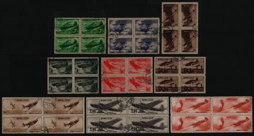 Russia / Sowjetunion 1945 - Mi-Nr. 972-980 gest / used - Viererblock - Flugzeuge