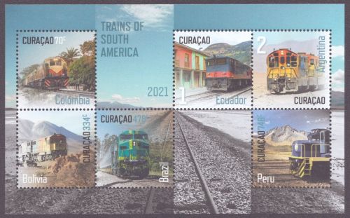 Curacao 2021 - Mi-Nr. Block 40 ** - MNH - Lokomotiven / Locomotives