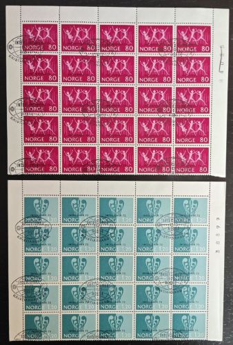 Norwegen 1972 - Mi-Nr. 647-648 gest / used - halber Bogen - Mängel / Faults