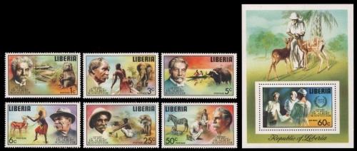 Liberia 1975 - Mi-Nr. 960-965 A & Block 77 A ** - MNH - A. Schweitzer