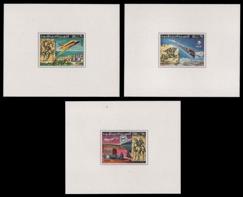 Libyen 1977 - Mi-Nr. 584-586 B ** - MNH - Luxusblocks - Flugzeuge / Airplanes