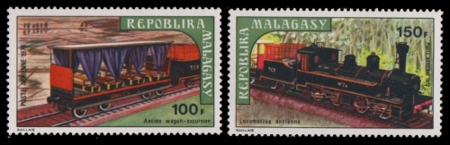 Madagaskar 1973 - Mi-Nr. 689-690 ** - MNH - Eisenbahn / Train