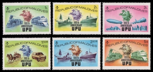 Malediven 1974 - Mi-Nr. 514-519 A ** - MNH - Transport - UPU