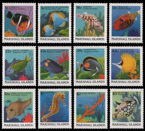 Marshall-Inseln 1988 - Mi-Nr. 150-161 ** - MNH - Fische / Fish
