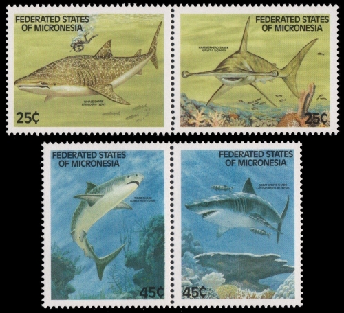 Mikronesien 1989 - Mi-Nr. 128-131 ** - MNH - - Paare - Haie / Sharks