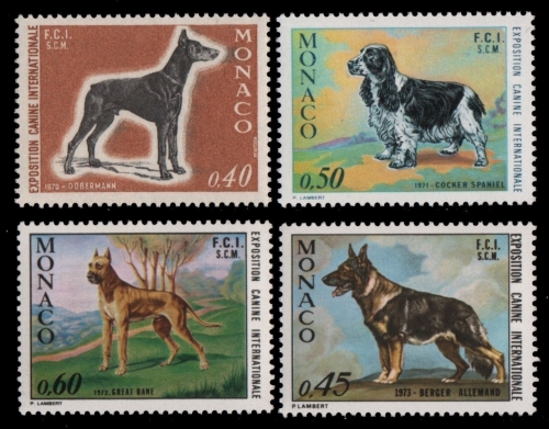 Monaco 1970-1973 - Mi-Nr. 4 komplette Ausgaben ** - MNH - Hunde / Dogs