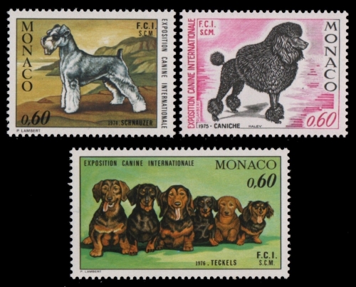 Monaco 1974-1976 - Mi-Nr. 3 komplette Ausgaben ** - MNH - Hunde / Dogs