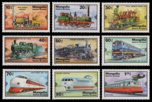 Mongolei 1979 - Mi-Nr. Mi.Nr. 1234-1242 ** - MNH - Lokomotiven / Locomotives