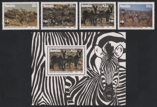 Namibia 1991 - Mi-Nr. 702-705 & Block 13 ** - MNH - Wildtiere / Wild animals