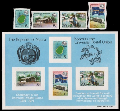 Nauru 1974 - Mi-Nr. 111-114 & Block 1 ** - MNH - UPU