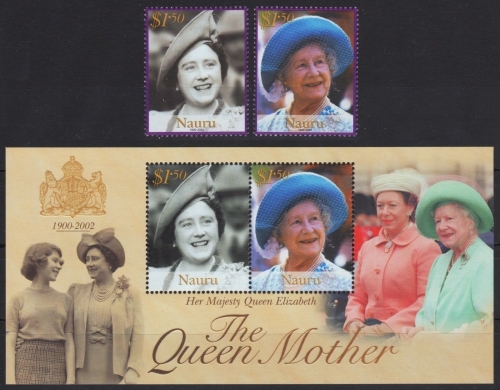Nauru 2002 - Mi-Nr. 532-533 & Block 34 ** - MNH - Queen Mum