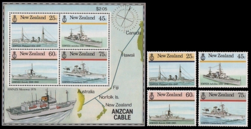 Neuseeland 1985 - Mi-Nr. 945-948 & Block 7 ** - MNH - Schiffe / Ships
