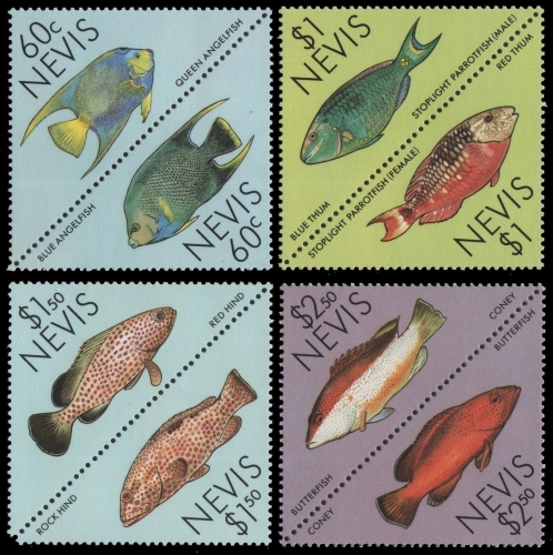 Nevis 1987 - Mi-Nr. 467-474 ** - MNH - Fische / Fish