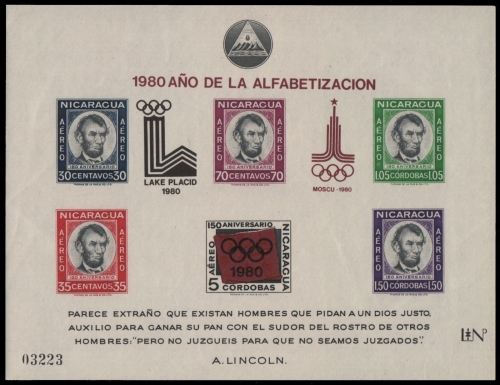 Nicaragua 1980 - Mi-Nr. Block 126 ** - MNH - Olympia Moskau, Lake Placid