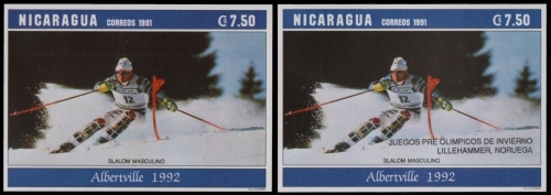 Nicaragua 1991 - 2 nicht frankaturgültige Blöcke - Olympia Albertville
