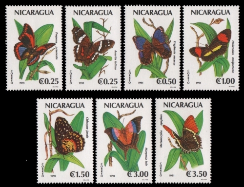 Nicaragua 1991 - Mi-Nr. 3056-3062 ** - MNH - Schmetterlinge / Butterfly