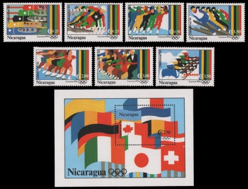 Nicaragua 1993 - Mi-Nr. 3212-3218 & Block 205 ** - MNH - Olympia Lillehammer