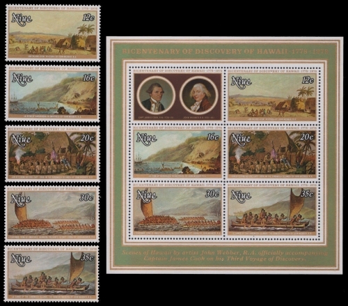 Niue 1978 - Mi-Nr. 193-197 & Block 13 ** - MNH - Schiffe / Ships - Cap. Cook